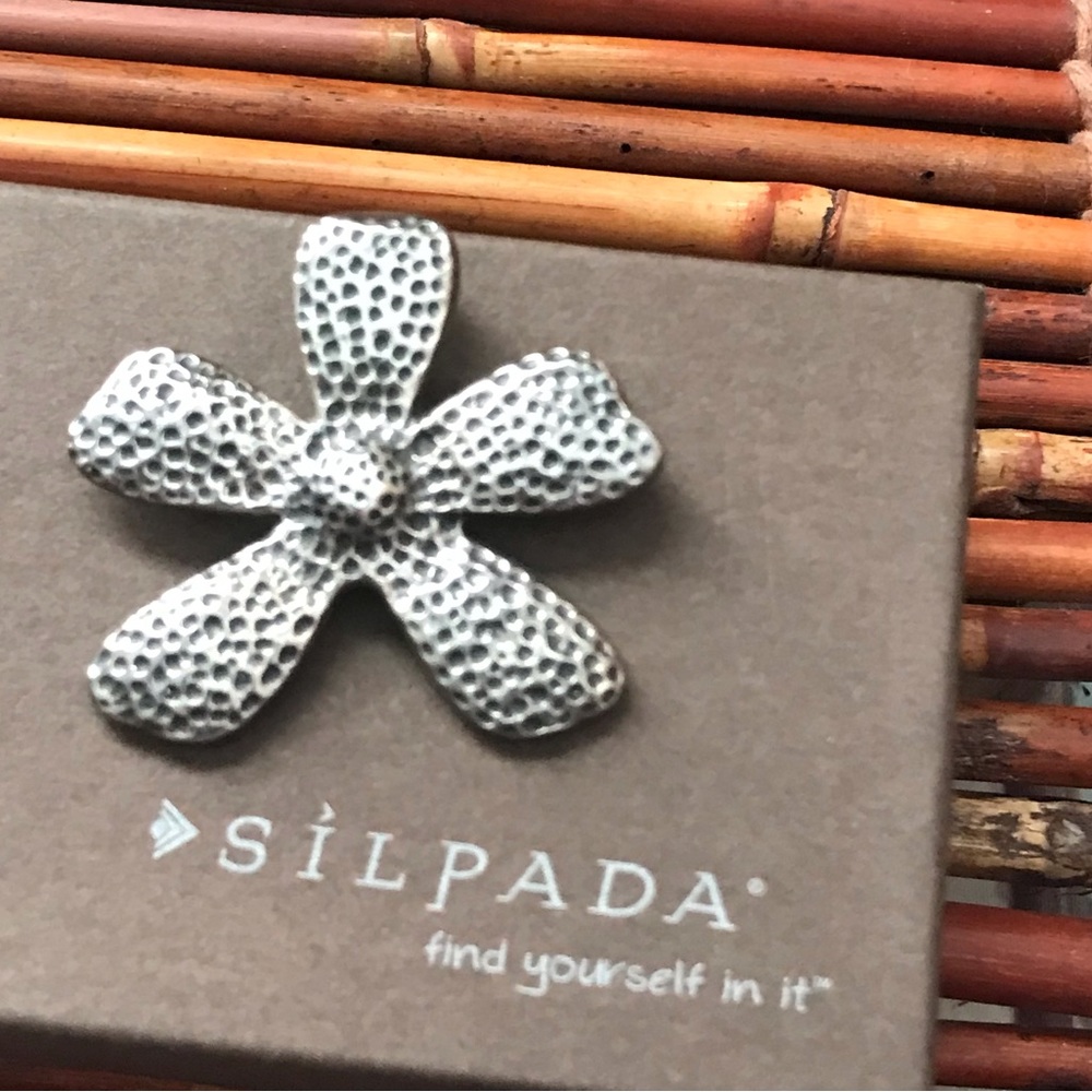 Silpada Sterling Silver Textured Flower Pendant Slider View 3